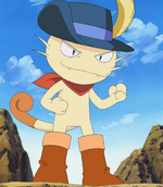 Tyson has a Meowth that can use Thunderbolt. His Meowth also wears a hat and a pair of boots, meaning it could be based on the character Puss in Boots.