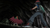 Ash uses his Hawlucha to break the rocks