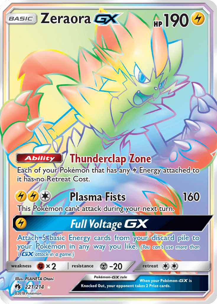 Card Zeraora-GX 201/214 da coleção Lost Thunder