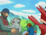 The hiker owned a Machoke, who was rescued from Team Rocket.