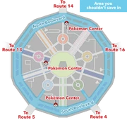 An official image from Nintendo, showing the affected areas when saving (highlighted in light-blue).