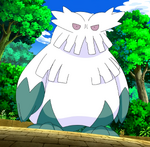 Morana sent Abomasnow to battle Cilan's Pansage at a Decolore Island, but was defeated.