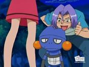 Meowth cosplays as Croagunk