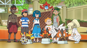 Ash has his Pokémon have a great meal