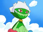 Forsythia met Budew in the Pokémon Center of her town and she brought Budew home. Soon Budew evolved until Roserade. Roserade was a shy Pokémon but turned brave when it put a scarf that Forsythia gave it. Finally, Roserade lost its shyness when it confronted Team Rocket.