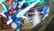 Ash-Greninja destroys Frenzy Plant with Cut