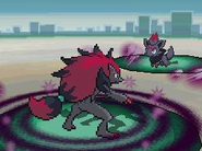 Zoroark in battle in Generation V.