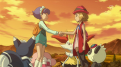 Serena and Miette shaking hands