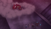 Mega Gyarados defeated by Ash and Alain