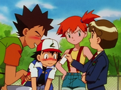 Ash and Brock show interest with the girl in the image