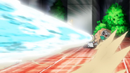 Flash Cannon being used by Ash's Meltan.