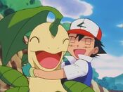 Ash hugs Bayleef