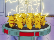 A group of Pikachu runs the backup electricity power