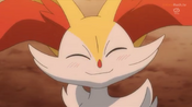 Braixen with a bright smile