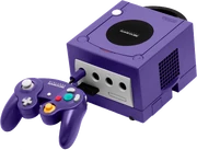 An indigo Nintendo GameCube controller
