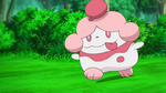 Slurpuff is Miette's first known Pokémon. It first appeared stealing Serena's Poké Puffs from the group using its Psychic move.