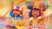 Ash, Iris, Axew and Pikachu are being affected by too many moves
