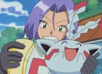 James bought Hoppip from the Magikarp Saleman thinking it was a Chimecho. After the disguise it had fell apart, it flew off.