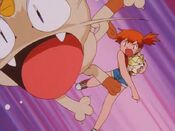 Misty launches Meowth away