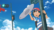 Ash catches Lillie's hat