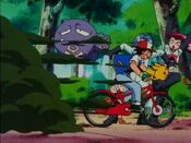 Ash uses the bike to escape