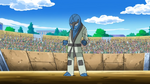 He made an appearance in BW043 and battled Iris' Emolga at the quarter-finals of the Don Battle Tournament. During the battle Sawk showed the extent of his power by stopping Emolga's Attract with Close Combat. However, Emolga's Static paralyzed him resulting in her victory. It reappeared in BW071 and, like Stephan in the cosplay contest, it dressed up as Nurse Joy's Audino, and was his ace in the Clubsplosion and Unova League.