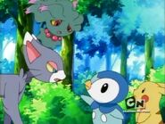 Glameow and Misdreavus meet Pikachu and Piplup