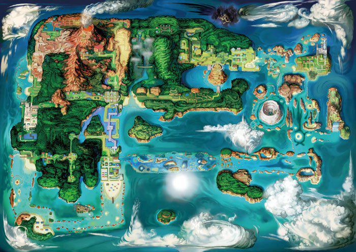 Pokemon Emerald Version Hoenn World Map Map for Game Boy Advance