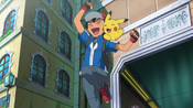 Ash and Pikachu arrive in Lumiose City