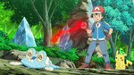 A Pokémon owned by Mirror Ash. It is shown to be the opposite of Ash's Froakie as it is very weak, though it is only seen after it lost a battle to Mirror Serena's Fennekin.
