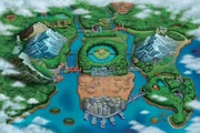 Overview artwork of Unova for Pokémon Black Version and Pokémon White Version