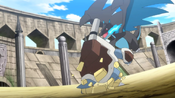 Mega Charizard X clashes with Mega Blastoise