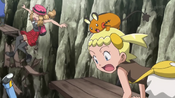 Serena and Clemont fall down