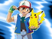 A clip art of Ash and Pikachu
