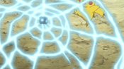 Pikachu dodges Team Rocket's net