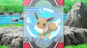 Serena scans Eevee with her Pokédex