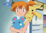 Misty with Azurill and Pikachu