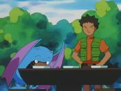 Golbat is pleased by Brock's food