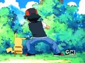 Ash and Pikachu spy on Jessie and Aipom