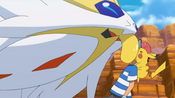 Nebby licks Ash, as it still holds affection towards him