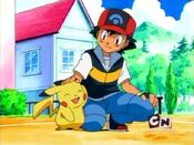 Ash praises Pikachu