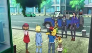 Professor Sycamore, Alain and Mairin meeting the heroes before they depart.