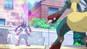 The battle between two Mega Lucario