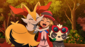 Braixen and Pancham with Serena