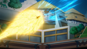 Vikavolt's Wild Charge clashes with Charizard's Supersonic Skystrike Z-Move