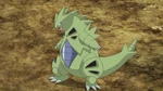 Tyranitar was Alain's first Pokémon in his six on six battle with Ash. It went up against Ash's Pikachu even though it had strong and powerful moves it was easily defeated.