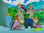 Team Rocket see the Pokémon going in the sewer