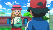 Serena gives Ash his bag