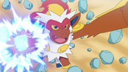 Mach Punch being used by Ash's Infernape.