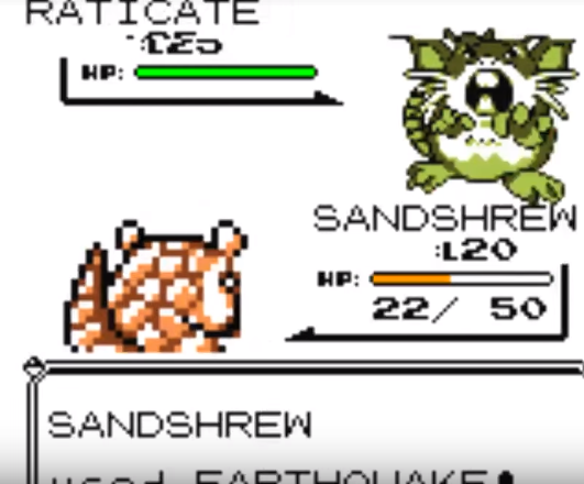 Sandshrew generation 1 move learnset (Red, Blue, Yellow)